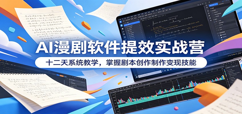 AI漫剧软件提效实战营:十二天系统教学,掌握剧本创作制作变现技能-赛德副业库