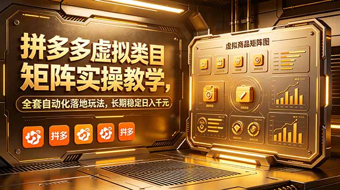 (18847期)拼多多虚拟类目矩阵实操教学,全套自动化落地玩法,长期稳定日入千元-赛德副业库