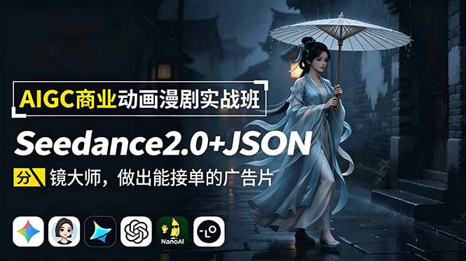 (18849期)AIGC商业动画漫剧实战班:Seedance2.0+JSON分镜大师,做出能接单的广告片-赛德副业库