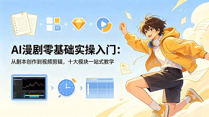 (18812期)AI漫剧零基础实操入门:从剧本创作到视频剪辑,十大模块一站式教学-赛德副业库