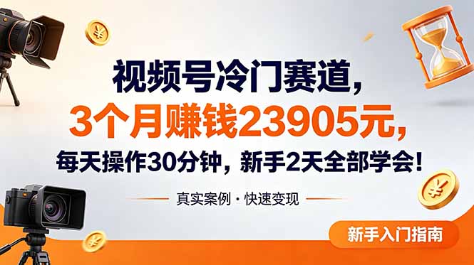 （18799期）视频号冷门赛道，3个月变现23905元，新手2天学会 每天操作30分钟！-赛德副业库