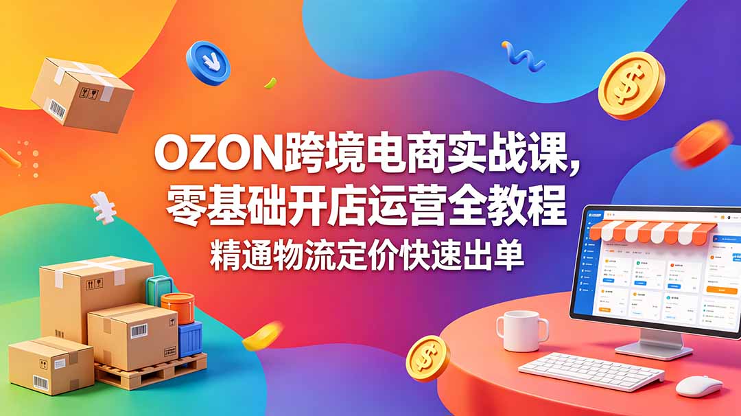 (18746期)OZON 跨境电商实战课,零基础开店运营全教程,精通物流定价快速出单-赛德副业库