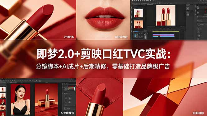 (18729期)即梦2.0+剪映口红TVC实战:分镜脚本+AI成片+后期精修,零基础打造品牌级广告-赛德副业库