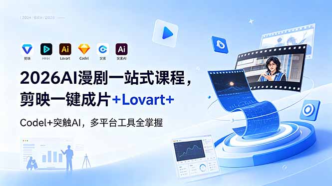 (18736期)2026AI 漫剧一站式课程,剪映一键成片+Lovart+Codel+突触AI,多平台工具全掌握-赛德副业库