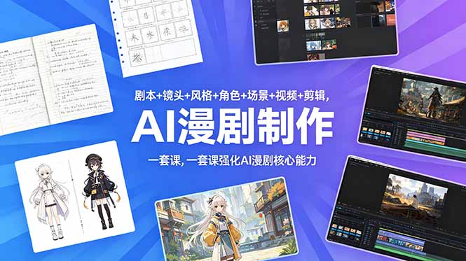 (18734期)剧本+镜头+风格+角色+场景+视频+剪辑,一套课强化AI漫剧核心能力-赛德副业库