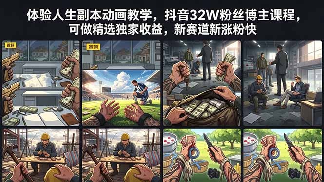 (18826期)体验人生副本动画教学, 抖音32W粉丝博主课程,可做精选独家收益,新赛道新涨粉快-赛德副业库