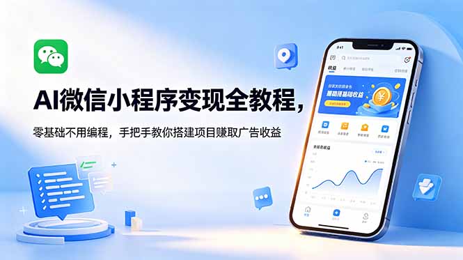 (18773期)AI微信小程序变现全教程,零基础不用编程,手把手教你搭建项目赚取广告收益-赛德副业库