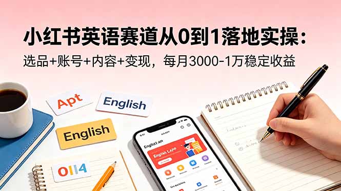 (18771期)小红书英语赛道从0到1落地实操:选品+账号+内容+变现,每月3000-1万稳定收益-赛德副业库