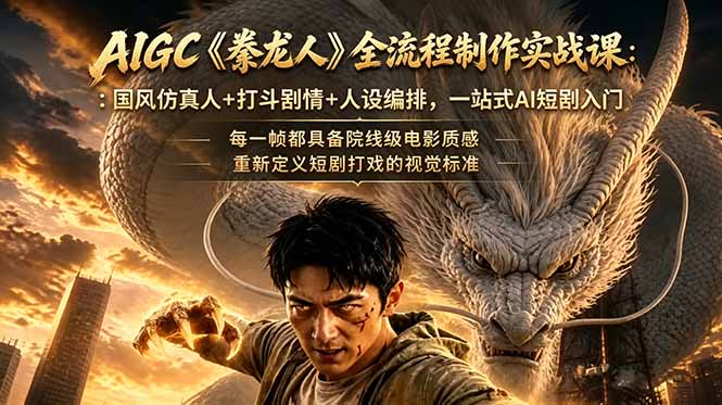 (18849期)AIGC《豢龙人》全流程制作实战课:国风仿真人+打斗剧情+人设编排,一站式AI短剧入门-赛德副业库