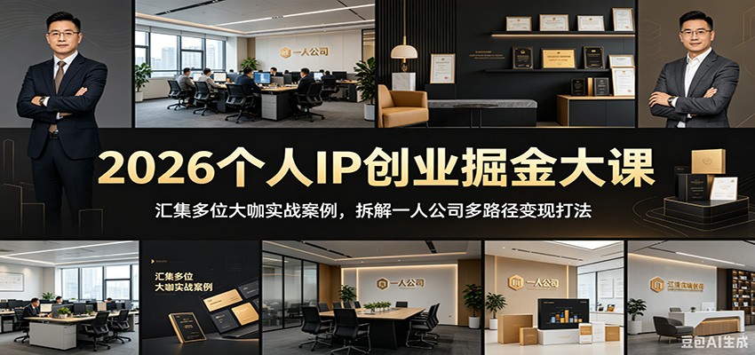 2026个人IP创业掘金大课:汇集多位大咖实战案例,拆解一人公司多路径变现打法-赛德副业库