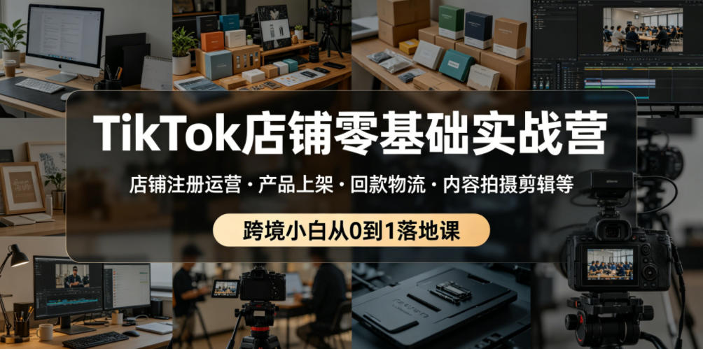 TikTok店铺零基础实战营,店铺注册运营・产品上架・回款物流・内容拍摄剪辑等 ,跨境小白从0到1落地课-赛德副业库