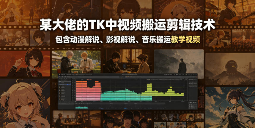 某大佬的TK中视频搬运剪辑技术,包含动漫解说、影视解说、音乐搬运教学视频-赛德副业库