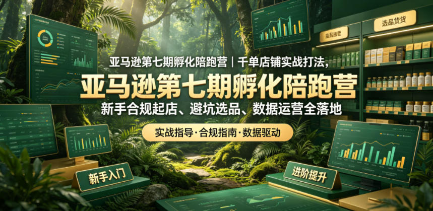 亚马逊第七期孵化陪跑营|千单店铺实战打法,新手合规起店、避坑选品、数据运营全落地-赛德副业库