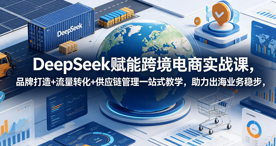 DeepSeek赋能跨境电商实战课,品牌打造+流量转化+供应链管理一站式教学,助力出海业务稳步发展-赛德副业库