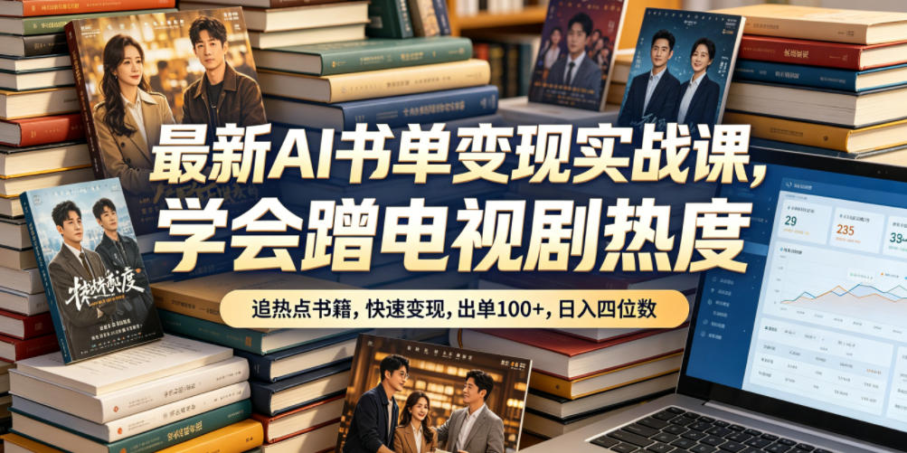 最新AI书单变现实战课,学会蹭电视剧热度,追热点书籍,快速变现,出单100+,日入四位数-赛德副业库