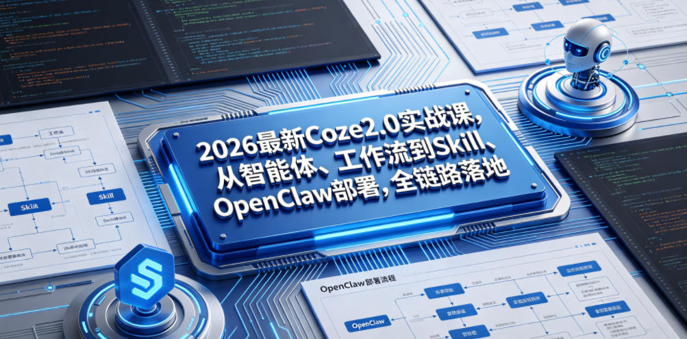 2026最新Coze2.0实战课,从智能体、工作流到Skill、OpenClaw部署,全链路落地-赛德副业库