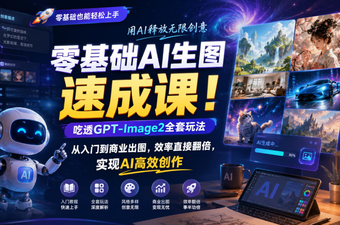零基础AI生图速成课!吃透GPT-Image2全套玩法,从入门到商业出图,效率直接翻倍,实现AI高效创作-赛德副业库