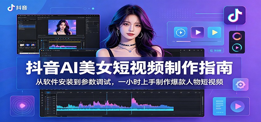 抖音AI美女短视频制作指南:从软件安装到参数调试,一小时上手制作爆款人物短视频-赛德副业库
