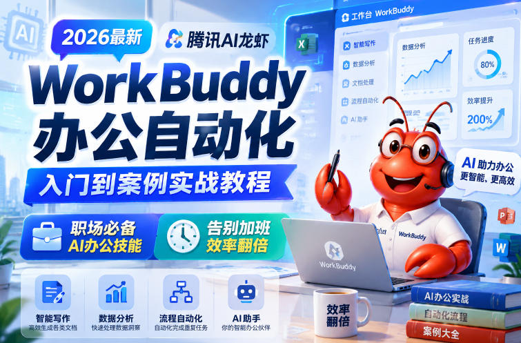 2026最新腾讯AI龙虾WorkBuddy办公自动化入门到案例实战教程,职场必备AI办公技能,告别加班,效率翻倍-赛德副业库