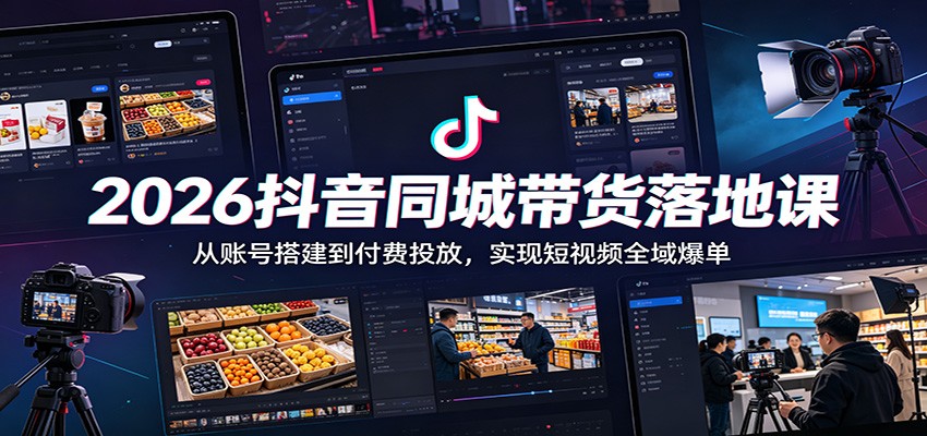 2026抖音同城带货落地课:从账号搭建到付费投放,实现短视频全域爆单-赛德副业库