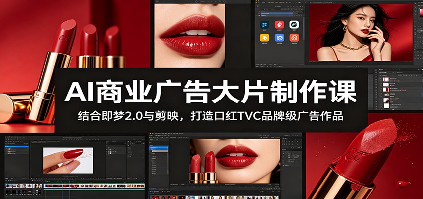 AI商业广告大片制作课:结合即梦2.0与剪映,打造口红TVC品牌级广告作品-赛德副业库