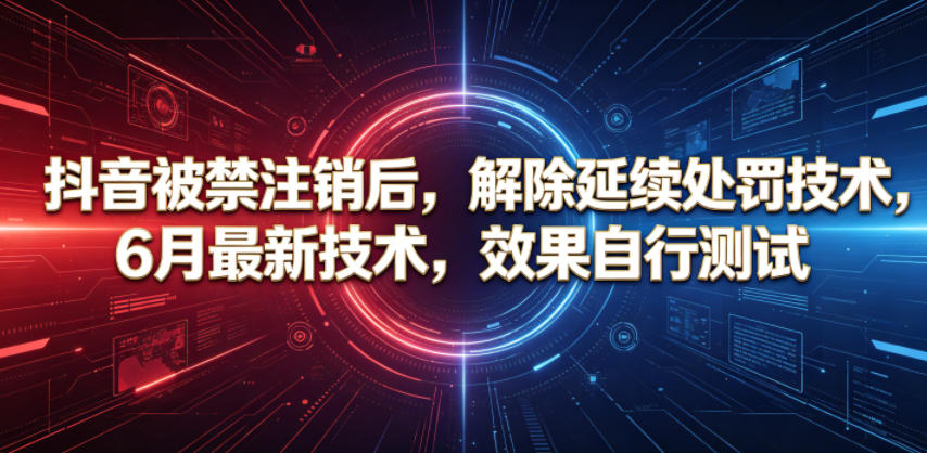 抖音被禁注销后，解除延续处罚技术，6月最新技术，效果自行测试-赛德副业库