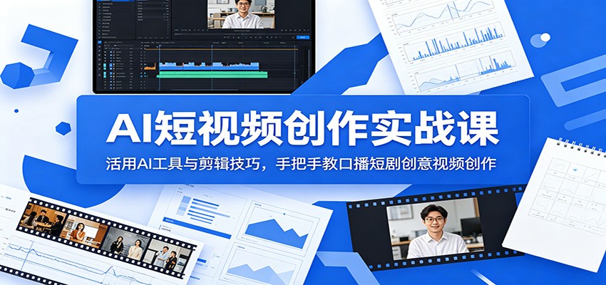 AI短视频创作实战课:活用AI工具与剪辑技巧,手把手教口播短剧创意视频创作-赛德副业库