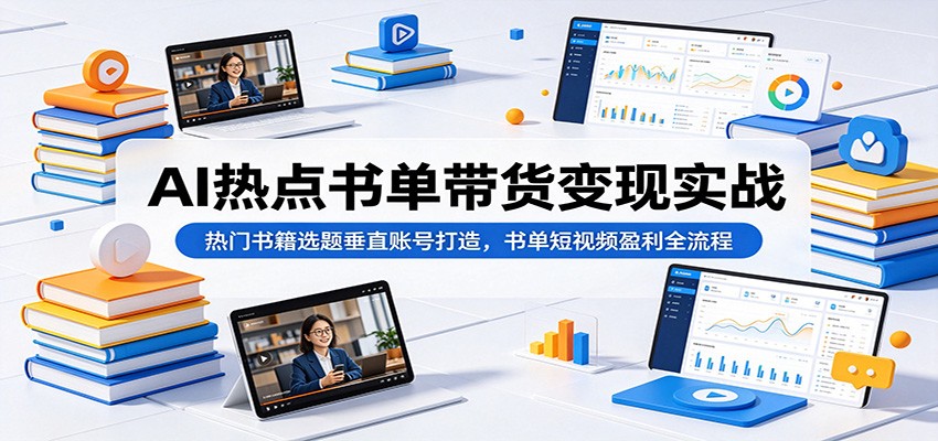 AI热点书单带货变现实战:热门书籍选题垂直账号打造,书单短视频盈利全流程-赛德副业库