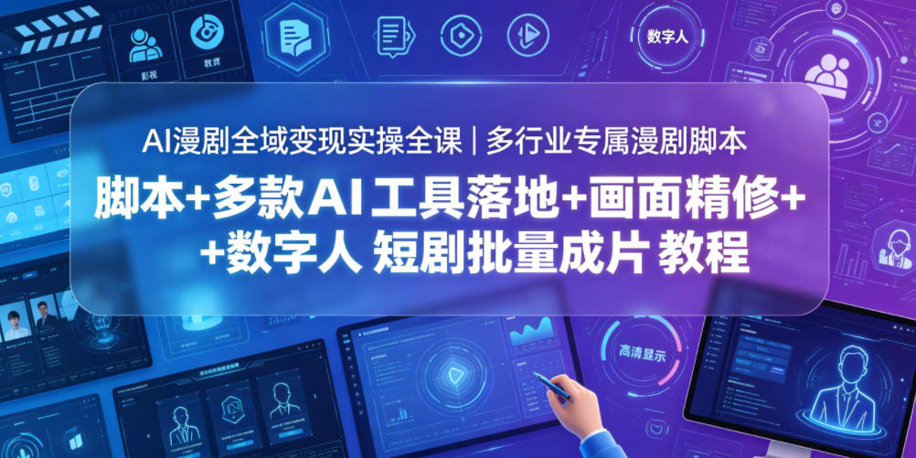 AI漫剧全域变现实操全课|多行业专属漫剧脚本+多款AI工具落地+画面精修+数字人短剧批量成片全教程-赛德副业库