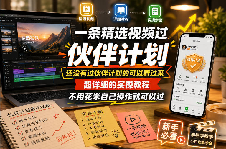 一条精选视频过伙伴计划，还没有过伙伴计划的可以看过来，超详细的实操教程，不用花米自己操作就可以过-赛德副业库