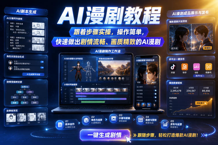 AI漫剧教程,跟着步骤实操,操作简单,快速做出剧情流畅、画质精致的AI漫剧-赛德副业库