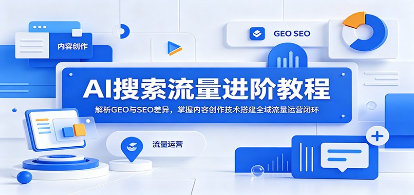 AI搜索流量进阶教程:解析GEO与SEO差异,掌握内容创作技术搭建全域流量运营闭环-赛德副业库