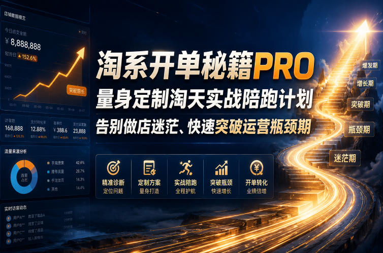 淘系开单秘籍PRO,量身定制淘天实战陪跑计划,告别做店迷茫、快速突破运营瓶颈期(2026年6月11)-赛德副业库