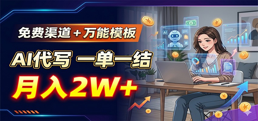 免费渠道+万能模板,AI代写一单一结,月入2W+-赛德副业库