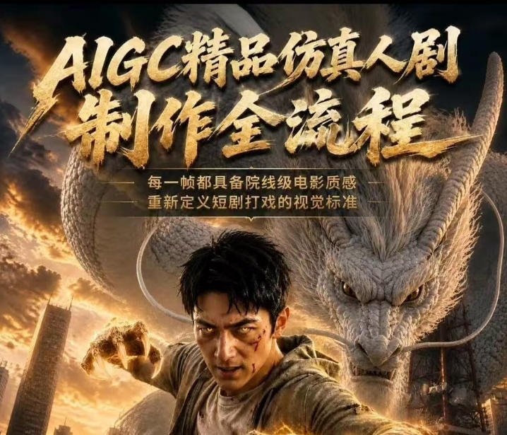 AIGC精品仿真人剧豢龙人全流程制作解析2026，国风仿真人创作+打斗剧情+人设编排，一站式AI短剧入门-赛德副业库