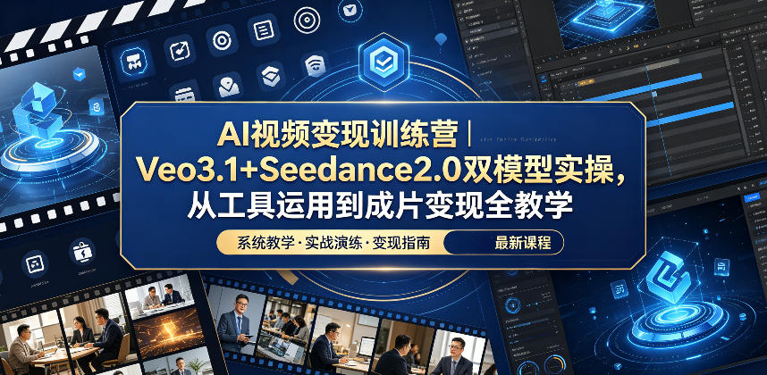 AI视频变现训练营|Veo3.1+Seedance2.0双模型实操,从工具运用到成片变现全教学-赛德副业库
