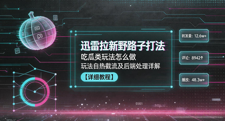 迅雷拉新野路子打法,吃瓜类玩法怎么做,玩法自热截流及后端处理详解-赛德副业库