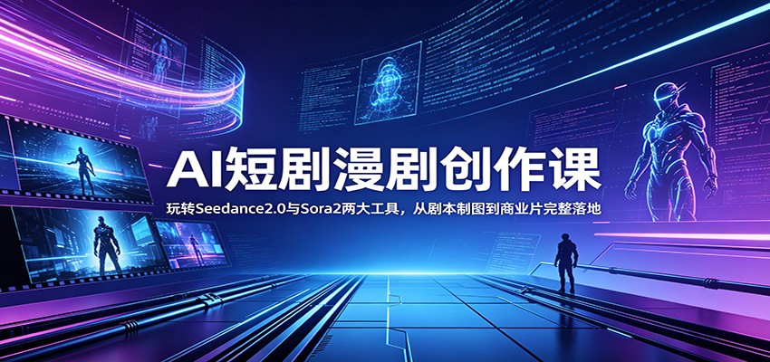 AI短剧漫剧创作课:玩转Seedance2.0与 Sora2两大工具,从剧本制图到商业片完整落地-赛德副业库
