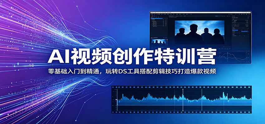 AI视频创作特训营：零基础入门到精通，玩转DS工具搭配剪辑技巧打造爆款视频-赛德副业库