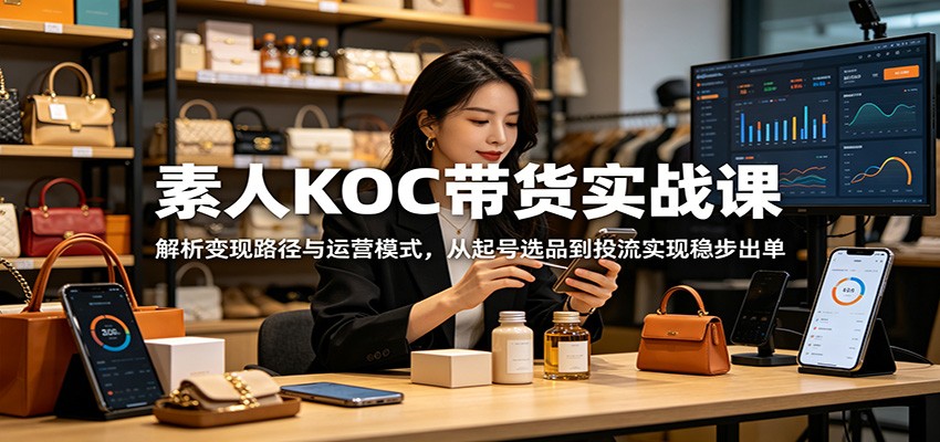 素人KOC带货实战课:解析变现路径与运营模式,从起号选品到投流实现稳步出单-赛德副业库