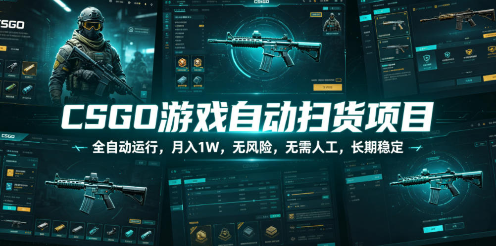 CSGO游戏自动扫货项目,全自动运行,月入1W,无风险,无需人工,长期稳定【揭秘】-赛德副业库