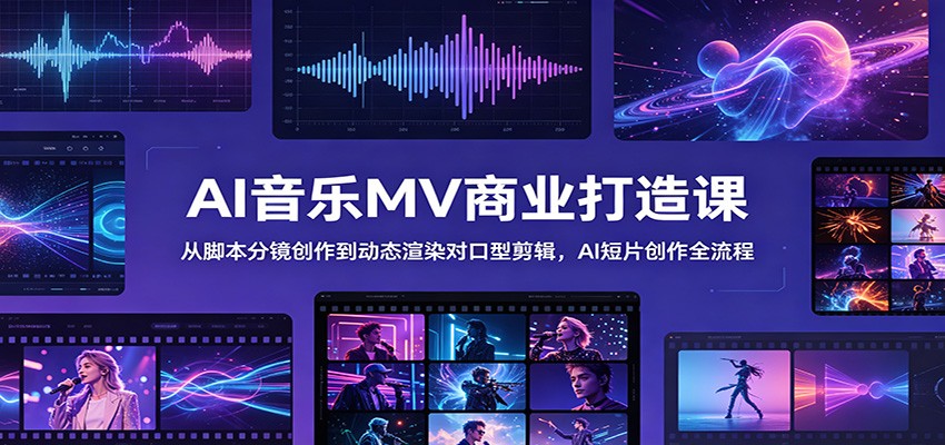 AI音乐MV商业打造课：从脚本分镜创作到动态渲染对口型剪辑，AI短片创作全流程-赛德副业库